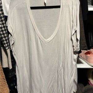 Women's Bamboo White V-Neck Top